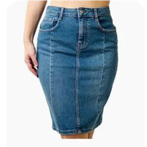 Pilco & Letterpress Denim Pencil Skirt Size 6
